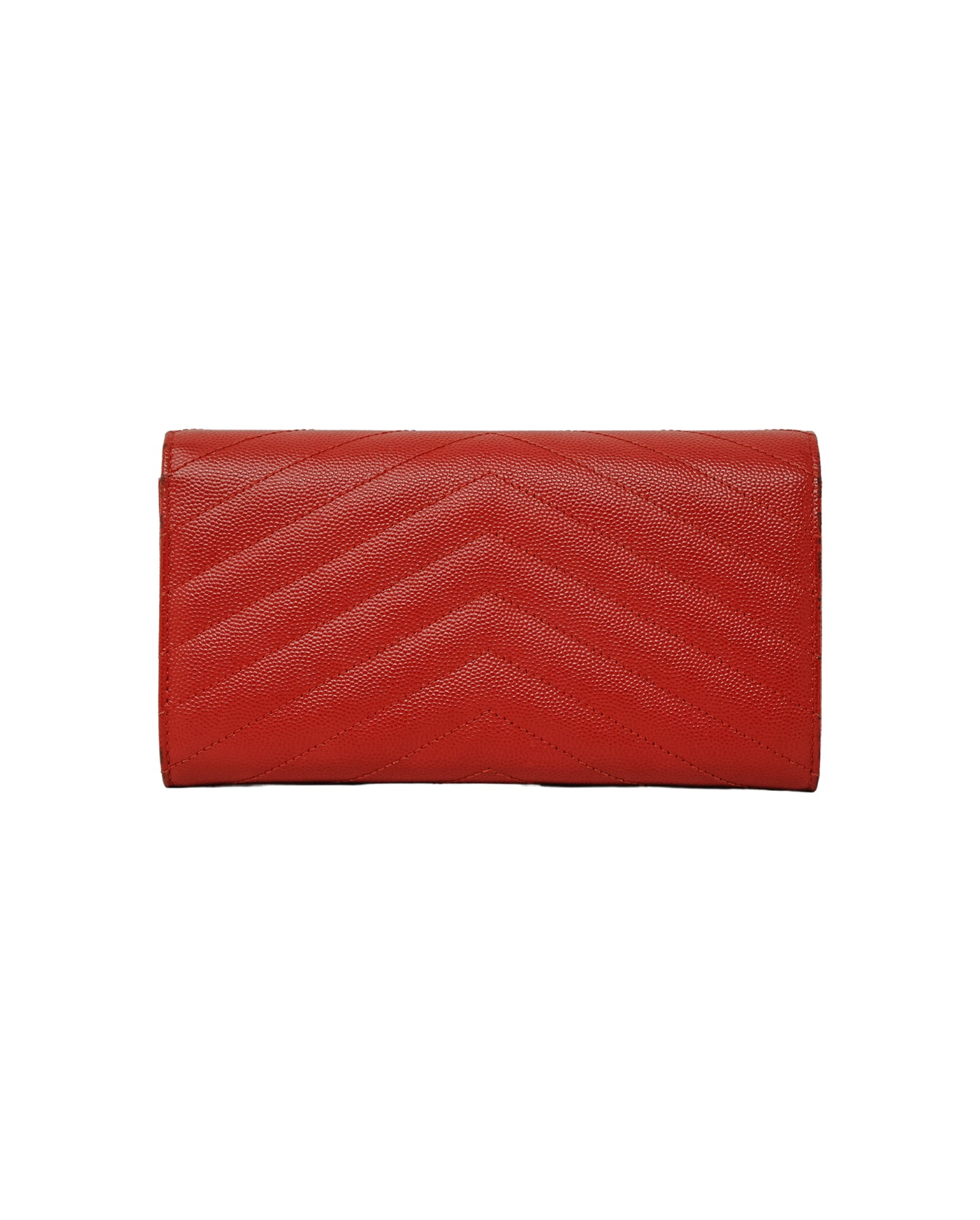 Yves Saint Laurent Red Chevron Quilted Leather Large Envelope Bag