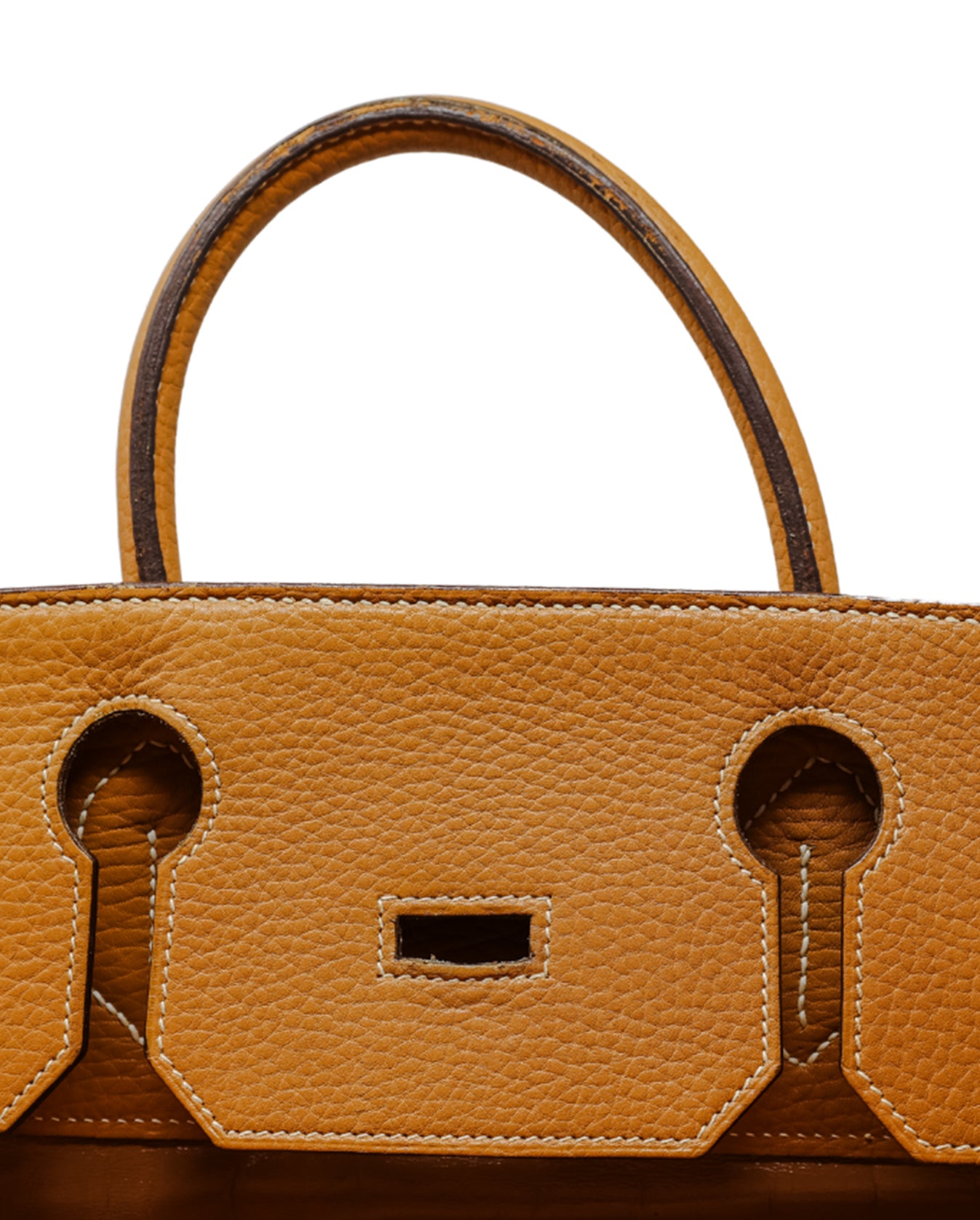 Hermes Birkin Shoulder Handbag in Brown Barenia Leather and Blue Denim